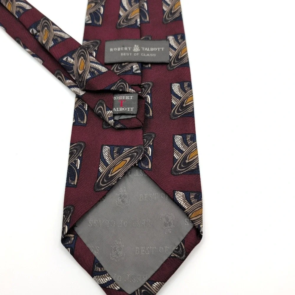 Robert Talbott Best of‎ Class Silk Necktie Maroon Abstract Design